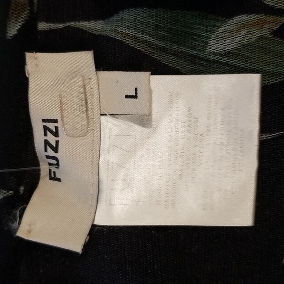 💕FUZZI💕 Navy Floral Sheath Dress 100% Viscose Crepe Large - Picture 14 of 16